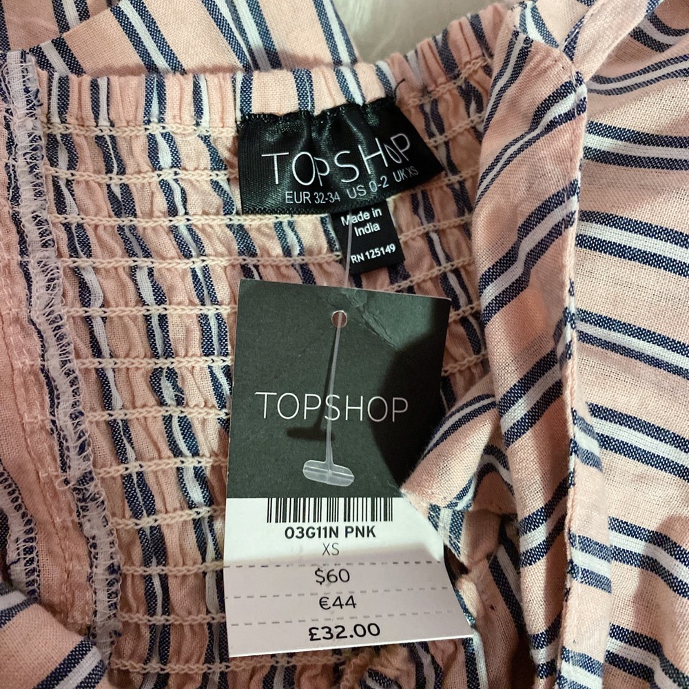 🆕 Topshop Striped Jacquard Bow Front Jumpsuit - Picture 5 of 5